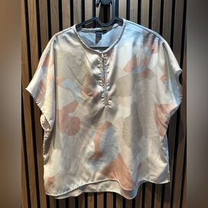 Simons Orange and Pink Blouse with Dolman Sleeves